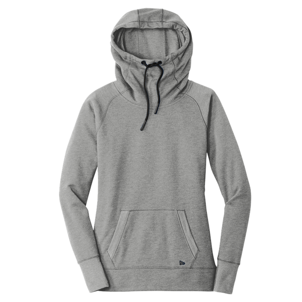 New Era Women's Tri Blend Fleece Pullover Hoodie, Shadow Grey Heather, Front view