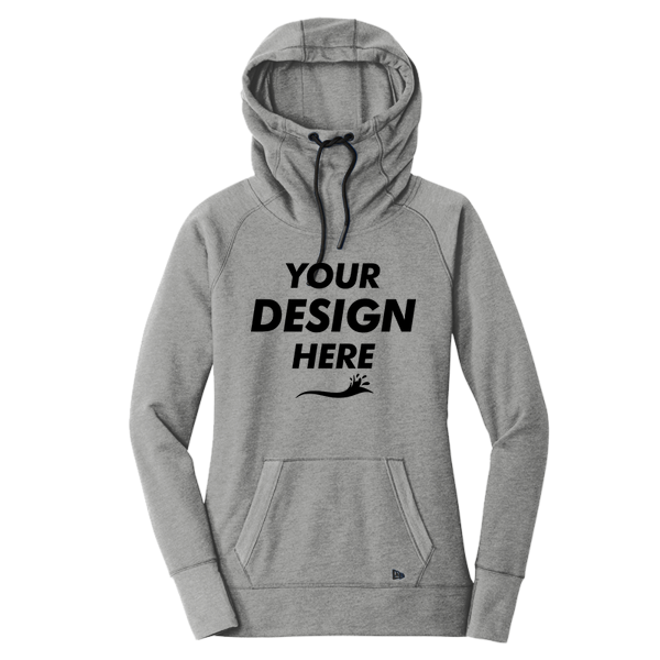 New Era Women's Tri Blend Fleece Pullover Hoodie, Shadow Grey Heather, Front view, Mockup