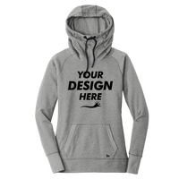 New Era Women's Tri Blend Fleece Pullover Hoodie, Shadow Grey Heather, Front view, Mockup