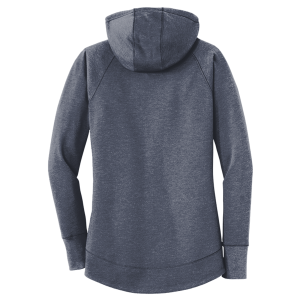 New Era Women's Tri Blend Fleece Pullover Hoodie, True Navy Heather, Back view