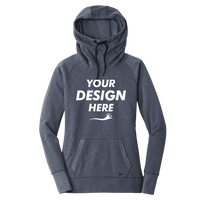New Era Women's Tri Blend Fleece Pullover Hoodie, True Navy Heather, Front view, Mockup