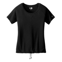 New Era Women's Tri Blend Performance Cinch Tee, Black Solid / Black Solid, Front view