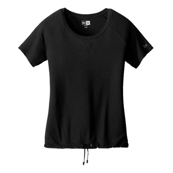 New Era Women's Tri Blend Performance Cinch Tee, Black Solid / Black Solid, Front view