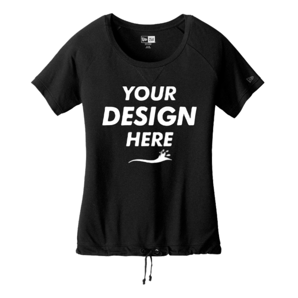New Era Women's Tri Blend Performance Cinch Tee, Black Solid / Black Solid, Front view, Mockup