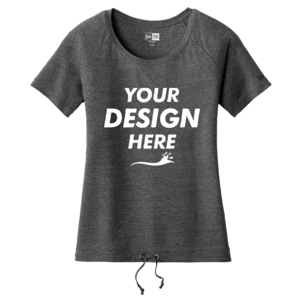 New Era Women's Tri Blend Performance Cinch Tee, Dark Graphite / Dark Graphite, Front view, Mockup