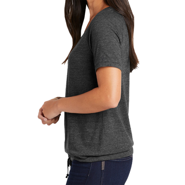 New Era Women's Tri Blend Performance Cinch Tee, Dark Graphite / Dark Graphite, Left Sleeve view