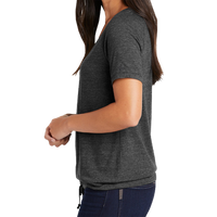 New Era Women's Tri Blend Performance Cinch Tee, Dark Graphite / Dark Graphite, Left Sleeve view
