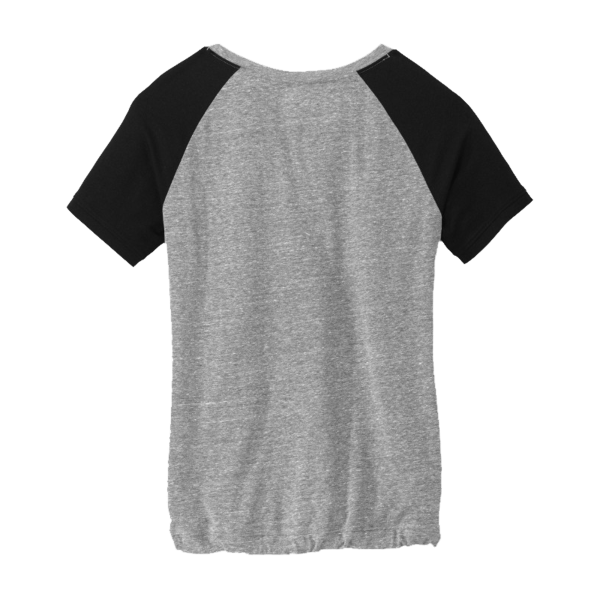 New Era Women's Tri Blend Performance Cinch Tee, Shadow Grey / Black, Back view