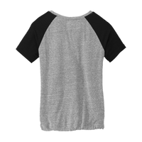 New Era Women's Tri Blend Performance Cinch Tee, Shadow Grey / Black, Back view