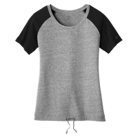 New Era Women's Tri Blend Performance Cinch Tee, Shadow Grey / Black, Front view
