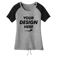 New Era Women's Tri Blend Performance Cinch Tee, Shadow Grey / Black, Front view, Mockup