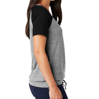 New Era Women's Tri Blend Performance Cinch Tee, Shadow Grey / Black, Right Sleeve view