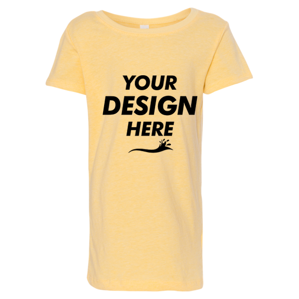 Next Level Apparel Girls’ CVC Princess T-Shirt, Banana Cream, Front view, Mockup