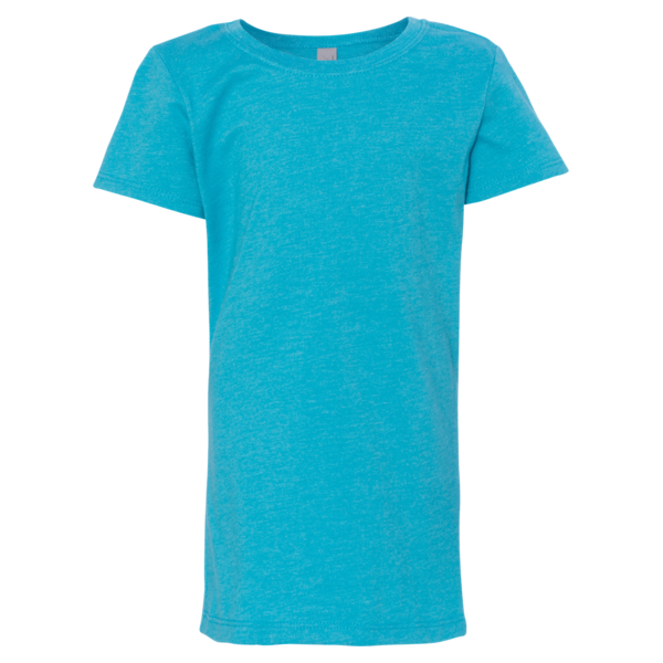 Next Level Apparel Girls’ CVC Princess T-Shirt, Bondi Blue, Front view