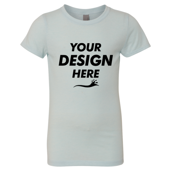 Next Level Apparel Girls’ CVC Princess T-Shirt, Ice Blue, Front view, Mockup