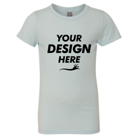 Next Level Apparel Girls’ CVC Princess T-Shirt, Ice Blue, Front view, Mockup