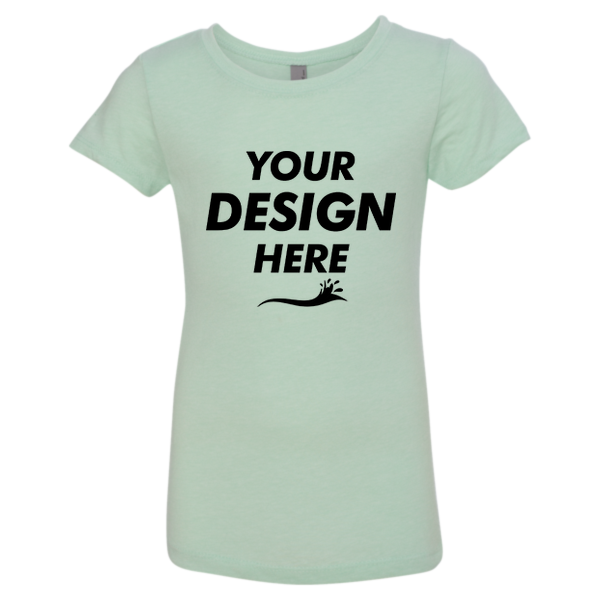 Next Level Apparel Girls’ CVC Princess T-Shirt, Mint, Front view, Mockup
