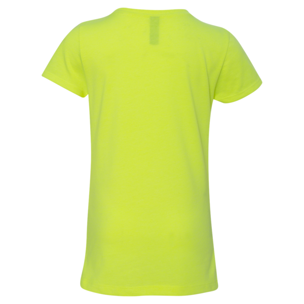 Next Level Apparel Girls’ CVC Princess T-Shirt, Neon Yellow, Back view