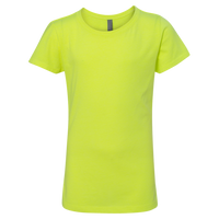 Next Level Apparel Girls’ CVC Princess T-Shirt, Neon Yellow, Front view