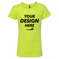 Next Level Apparel Girls’ CVC Princess T-Shirt, Neon Yellow, Front view, Mockup