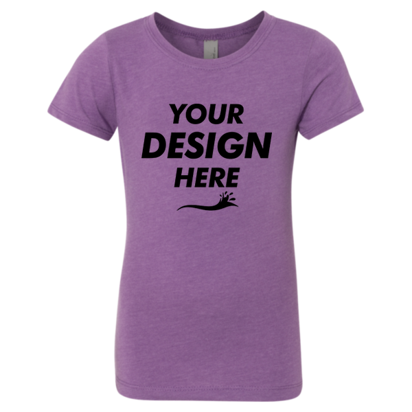Next Level Apparel Girls’ CVC Princess T-Shirt, Purple Berry, Front view, Mockup