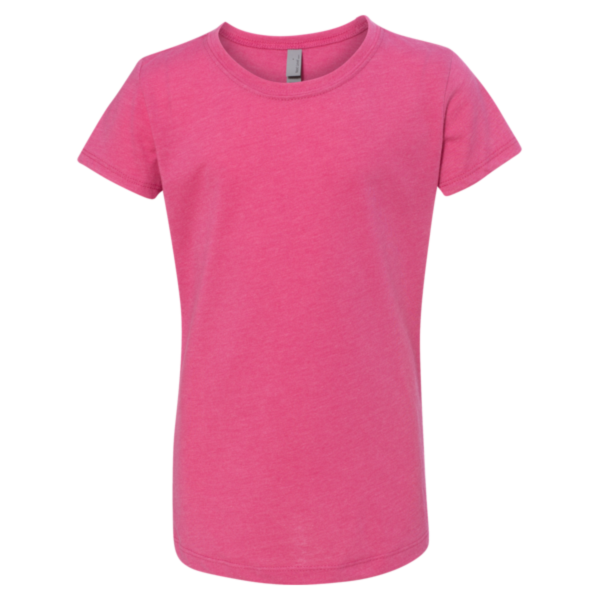 Next Level Apparel Girls’ CVC Princess T-Shirt, Raspberry, Front view