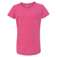 Next Level Apparel Girls’ CVC Princess T-Shirt, Raspberry, Front view