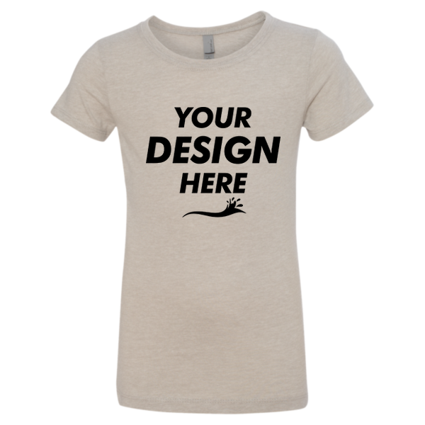 Next Level Apparel Girls’ CVC Princess T-Shirt, Silk, Front view, Mockup