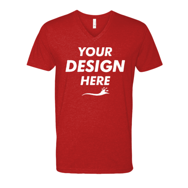 Next Level Apparel Men's CVC V-Neck T-Shirt, Red, Front view, Mockup