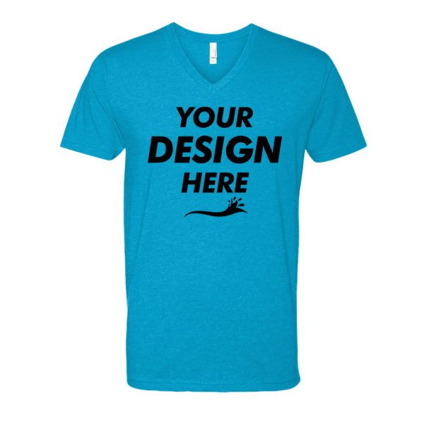 Next Level Apparel Men's CVC V-Neck T-Shirt, Turquoise, Front view, Mockup