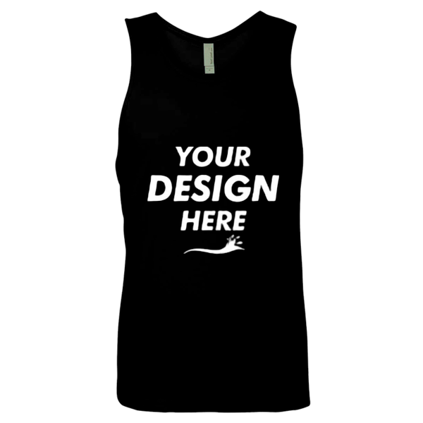 Next Level Apparel Men's Cotton Muscle Tank, Black / Black, Front view, Mockup