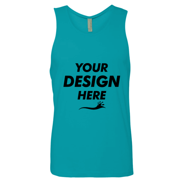 Next Level Apparel Men's Cotton Muscle Tank, Tahiti Blue / Tahiti Blue, Front view, Mockup