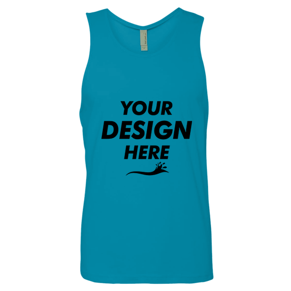 Next Level Apparel Men's Cotton Muscle Tank, Turquoise / Turquoise, Front view, Mockup