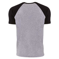 Next Level Apparel Unisex Cotton Raglan T-Shirt, Black / Heather Grey, Back view