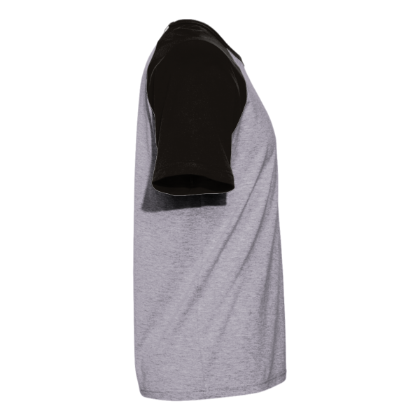 Next Level Apparel Unisex Cotton Raglan T-Shirt, Black / Heather Grey, Right Sleeve view