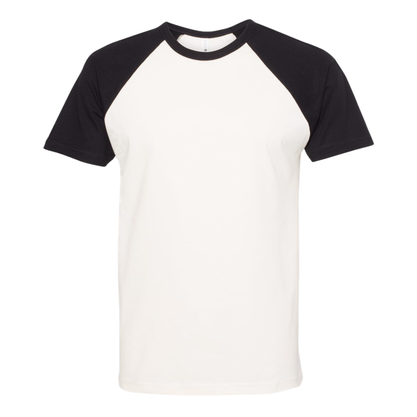 Next Level Apparel Unisex Cotton Raglan T-Shirt, Black / Natural, Front view