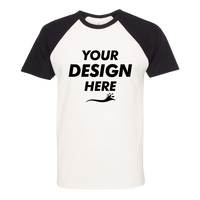 Next Level Apparel Unisex Cotton Raglan T-Shirt, Black / Natural, Front view, Mockup