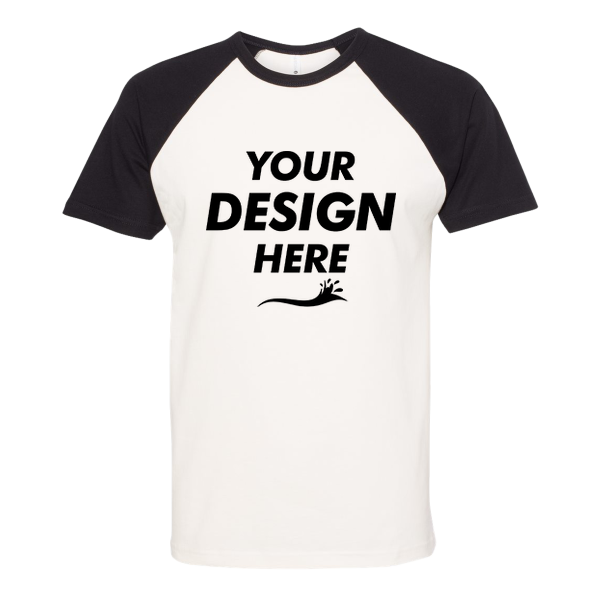Next Level Apparel Unisex Cotton Raglan T-Shirt, Black / Natural, Front view, Mockup