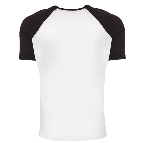 Next Level Apparel Unisex Cotton Raglan T-Shirt, Black / White, Back view