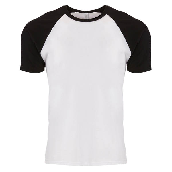 Next Level Apparel Unisex Cotton Raglan T-Shirt, Black / White, Front view
