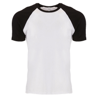 Next Level Apparel Unisex Cotton Raglan T-Shirt, Black / White, Front view