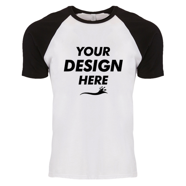 Next Level Apparel Unisex Cotton Raglan T-Shirt, Black / White, Front view, Mockup