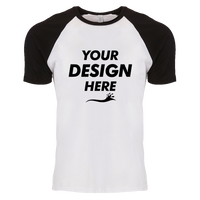 Next Level Apparel Unisex Cotton Raglan T-Shirt, Black / White, Front view, Mockup