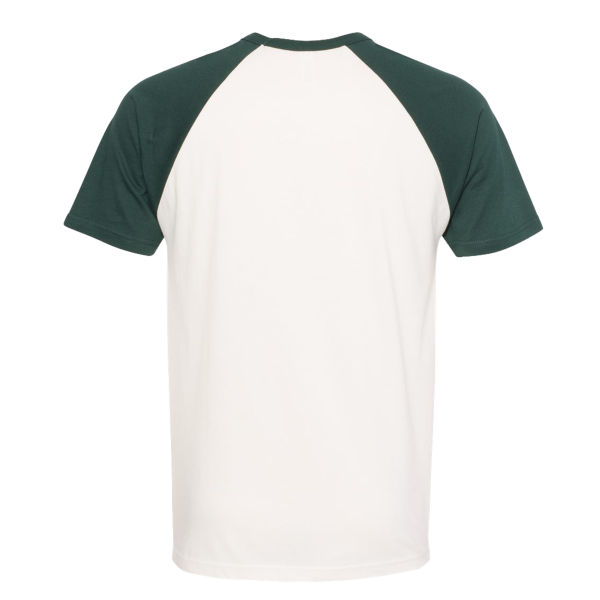 Next Level Apparel Unisex Cotton Raglan T-Shirt, Forest Green / Natural, Back view
