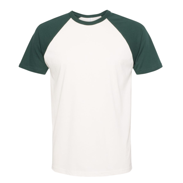 Next Level Apparel Unisex Cotton Raglan T-Shirt, Forest Green / Natural, Front view