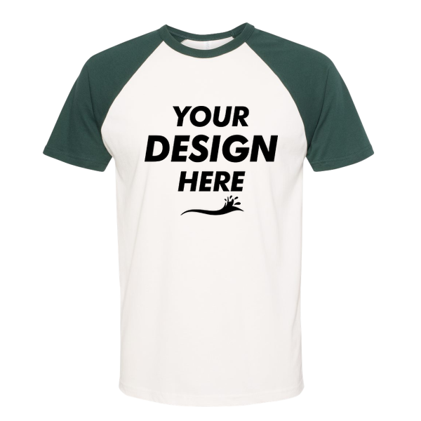 Next Level Apparel Unisex Cotton Raglan T-Shirt, Forest Green / Natural, Front view, Mockup