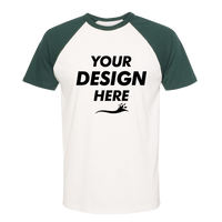 Next Level Apparel Unisex Cotton Raglan T-Shirt, Forest Green / Natural, Front view, Mockup