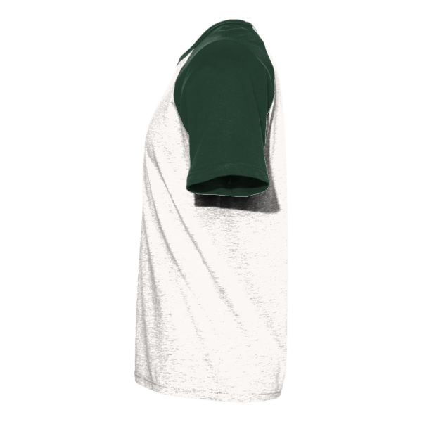 Next Level Apparel Unisex Cotton Raglan T-Shirt, Forest Green / Natural, Left Sleeve view