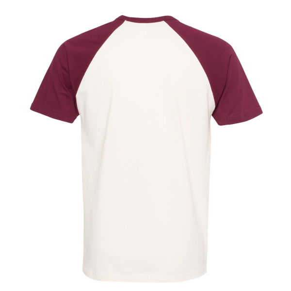 Next Level Apparel Unisex Cotton Raglan T-Shirt, Maroon / Natural, Back view
