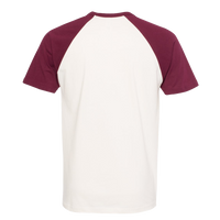 Next Level Apparel Unisex Cotton Raglan T-Shirt, Maroon / Natural, Back view